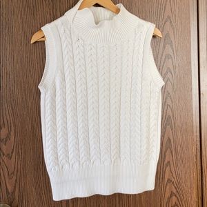 White Cotton Sleeveless Sweater